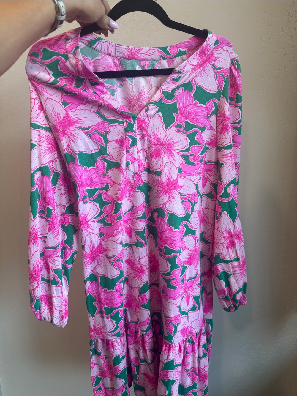 105. Lilly Pulitzer Pink & Green Floral Tunic Dress